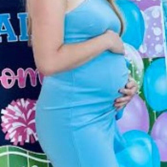 Light Blue One-Shoulder Maternity Dress – Size Small - Picture 1 of 5
